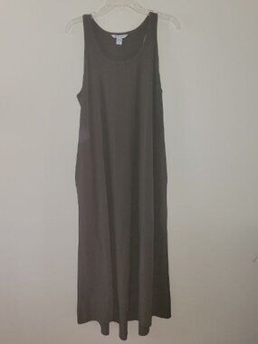 Athleta Presidio Traveler Maxi Dress MEDIUM Racerback Olive Green Pockets 824836